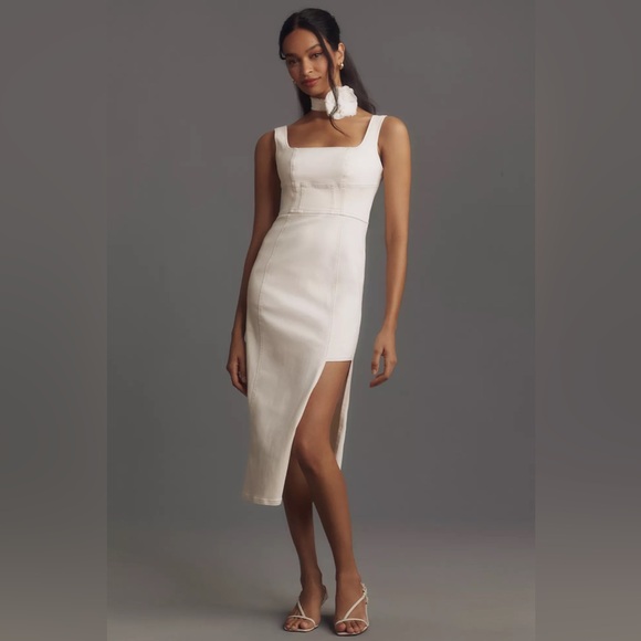 Anthropologie Pilcro Corsage Square-Neck Midi Dress